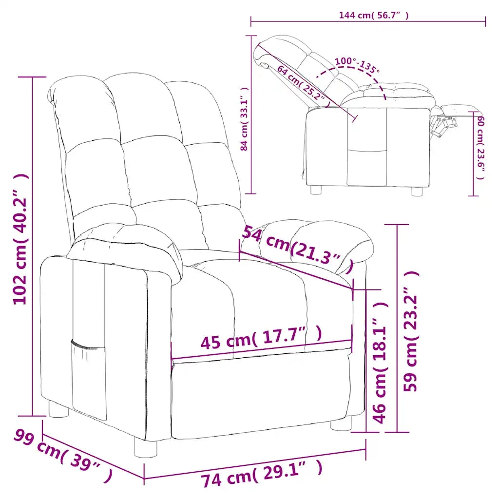 Poltrona Reclinabile Marrone Scuro in Tessuto 289801