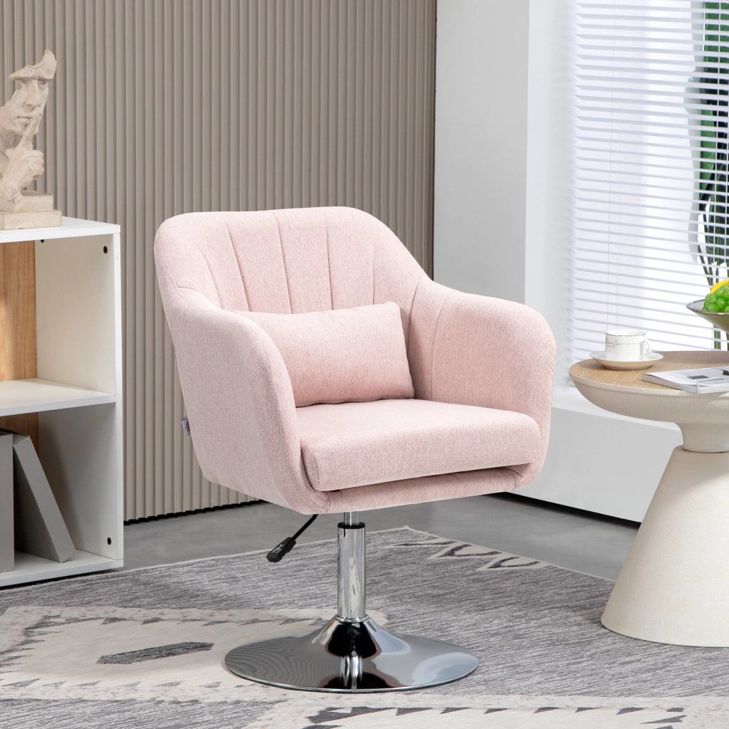 Poltrona girevole con poggiapiedi e cuscino lombare ¨C Minimal ¨C struttura in metallo, colore rosa