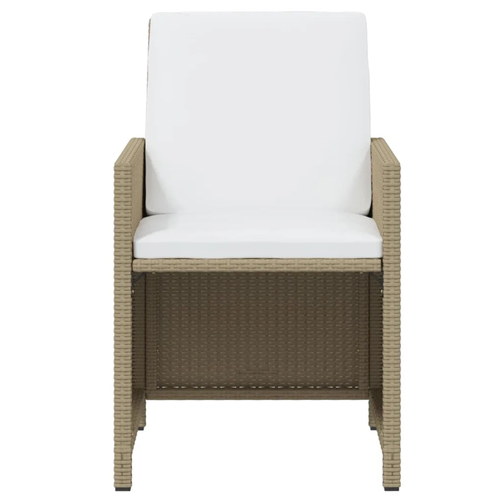 Set da Pranzo da Giardino 9 pz con Cuscini in Polyrattan Beige 3095581