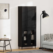 Credenza 2 pcs Rovere Nero Legno multistrato