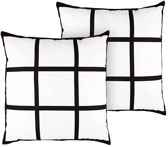 Coprisacco 2 pezzi - Polyester - 16 x 16 pollici - Nero/bianco - Con chiusura a zip nascosta - Per stampa DIY - Coprisacco per divano