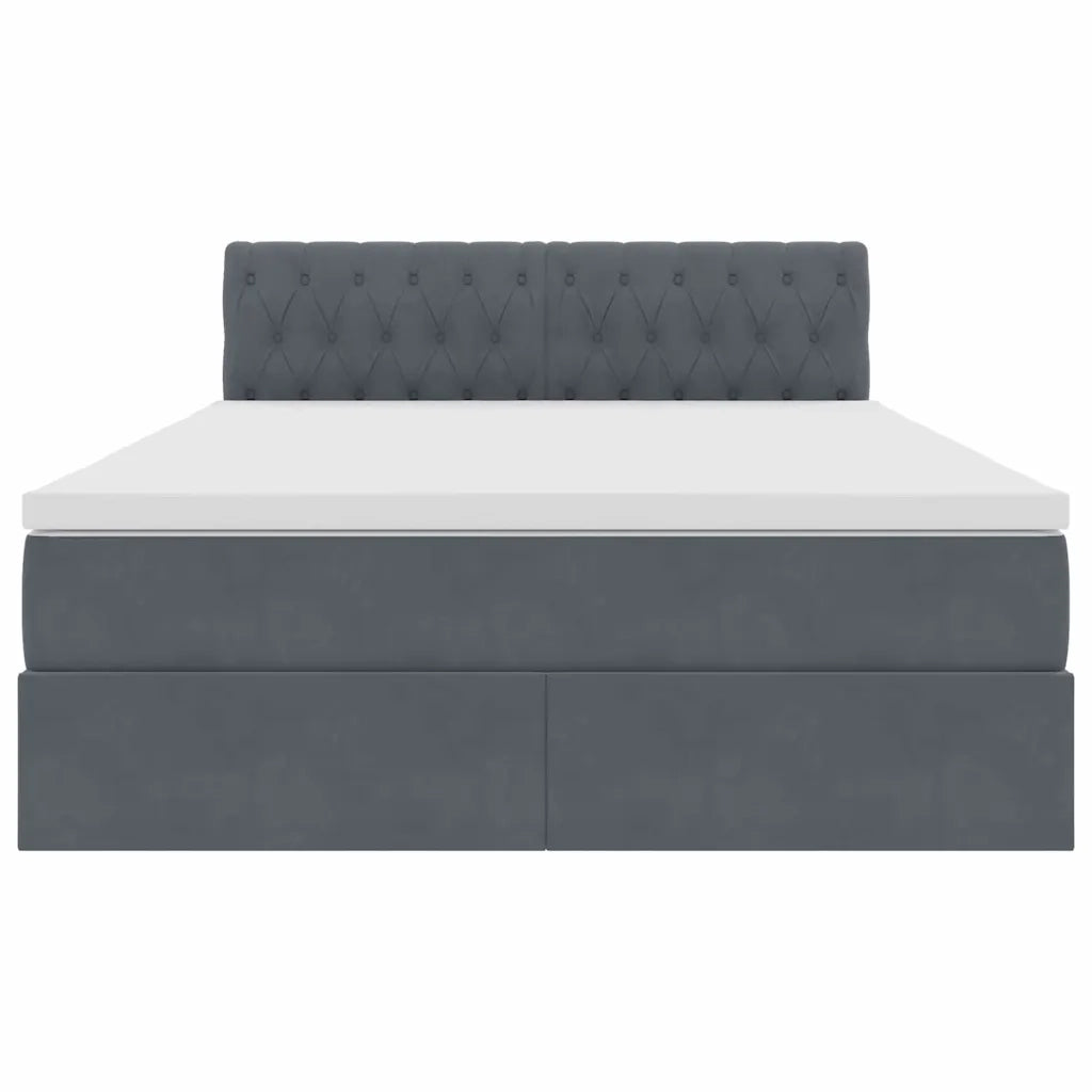 Letto con Contenitore Grigio scuro 140 x 190 cm Velluto