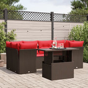 Set Divani da Giardino 7 pz con Cuscini Marrone in Polyrattan 3266384