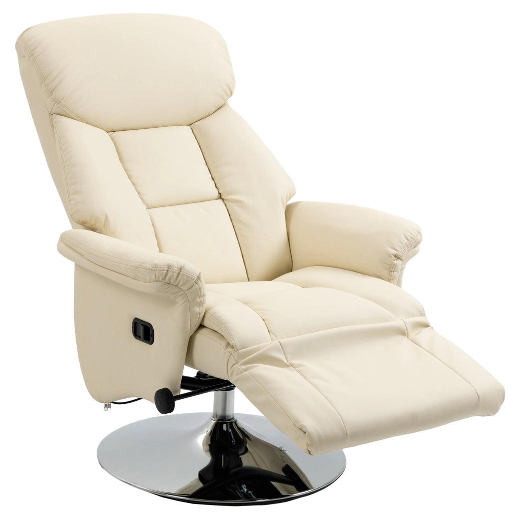Poltrona relax reclinabile ¨C Xylo ¨C similpelle crema con poggiapiedi, portata 150 kg
