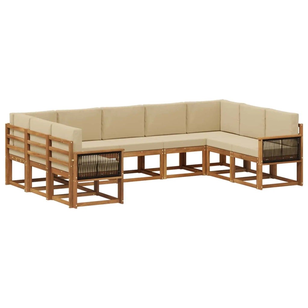 Set di divani da esterno 9 pz Naturale e Beige 3385534