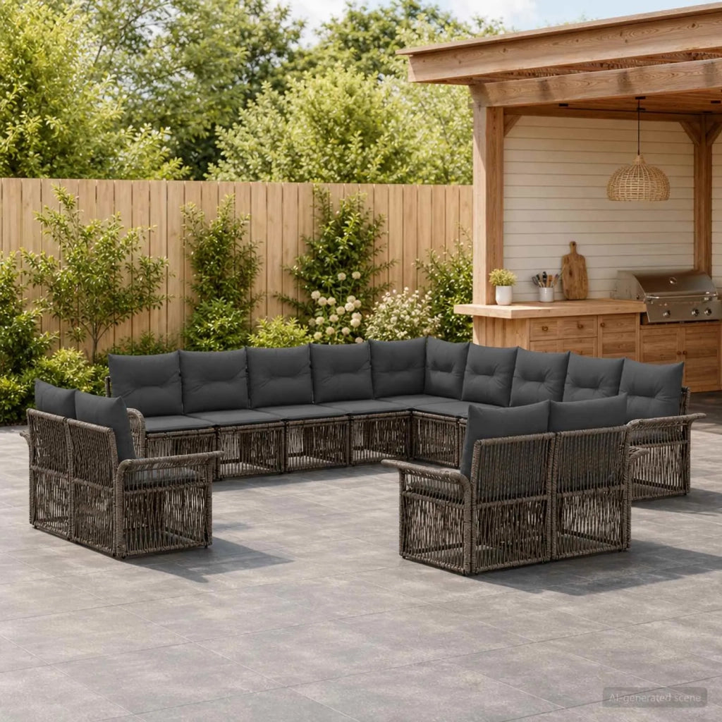 Set Divano da Giardino 13 pz Grigio e Grigio Scuro polyrattan 3435011