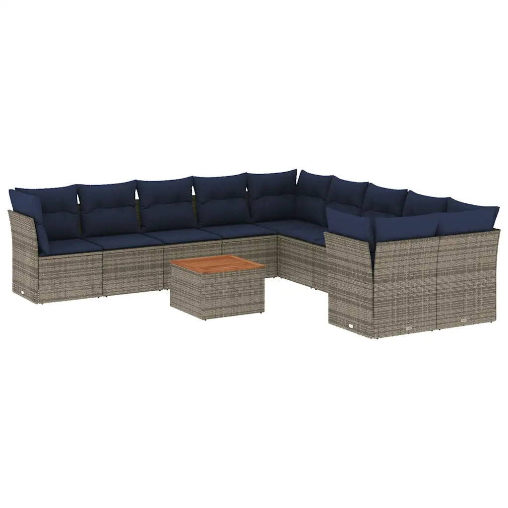 Set Divani da Giardino 11 pz con Cuscini in Polyrattan Grigio 3256187