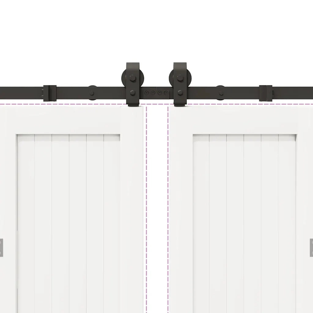 Kit di Binari per Porte Scorrevoli 366 cm Acciaio Nero 3295801