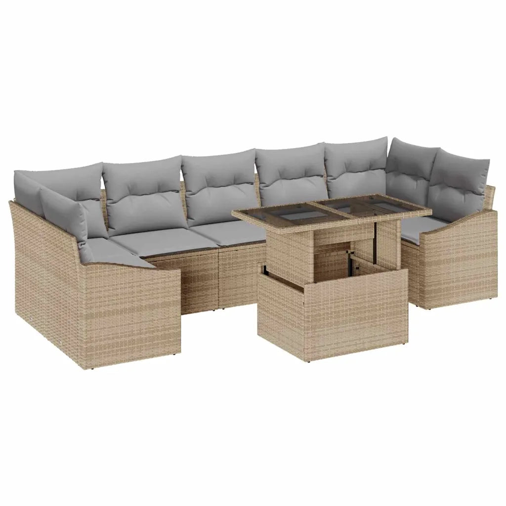 Set Divano da Giardino 8 pcs beige e grigio chiaro polyrattan 3348956