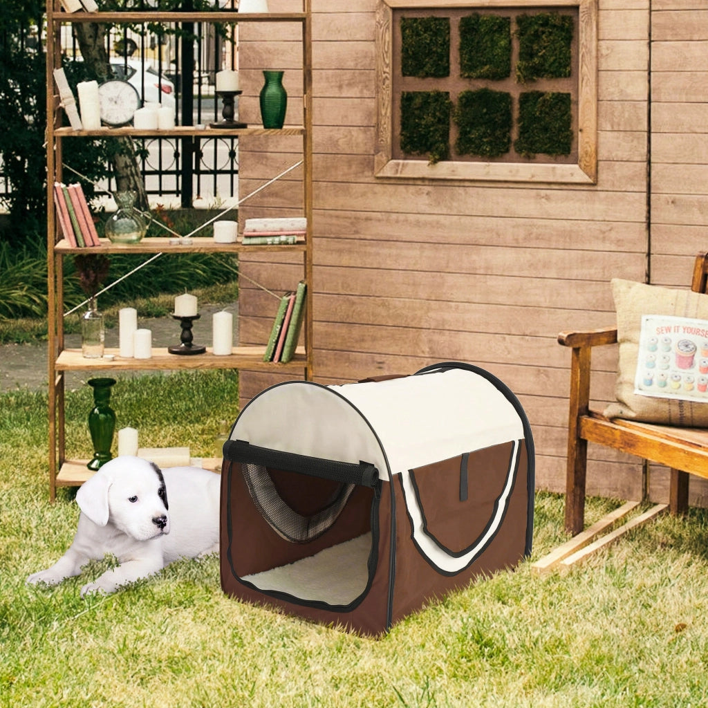 EasyComfort Trasportino Gabbia da Trasporto per Cani Gatti e Animali Domestici Pieghevole, 61x46x51cm, Caffè