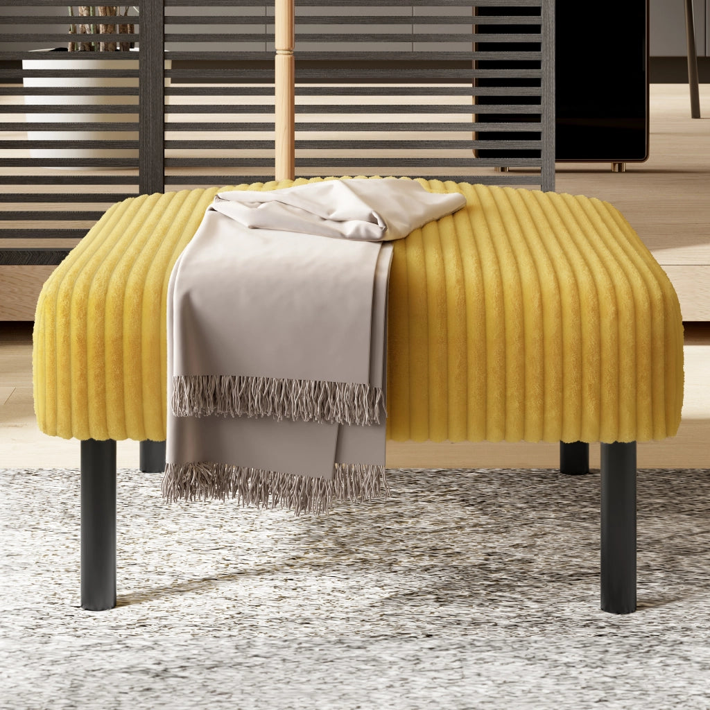 POUF 56x51x39 cm Tessuto a coste giallo