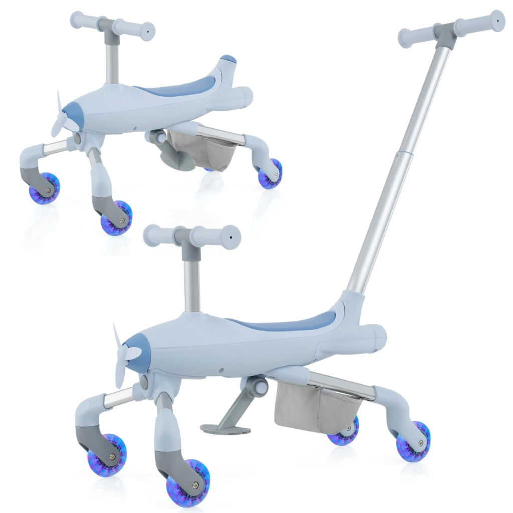 Auto a spinta per bambini di 18-60 mesi con luci a LED maniglia rimovibile e regolabile, Giocattolo scorrevole Blu