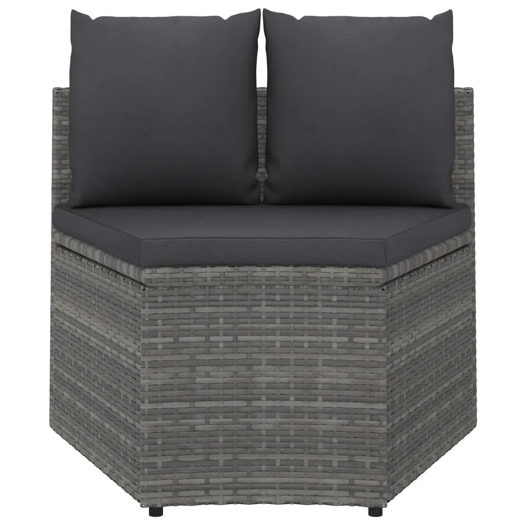 Set Divani da Giardino 9 pz con Cuscini in Polyrattan Grigio