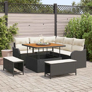 Set Divano da Giardino con cuscino 8 pcs Nero e Crema 3364205