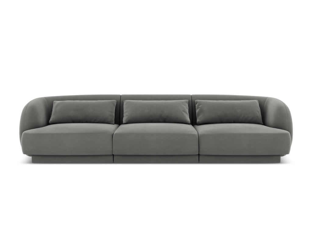 Cosmopolitan Design - Divano "Tulum" 3 posti in velluto grigio chiaro 