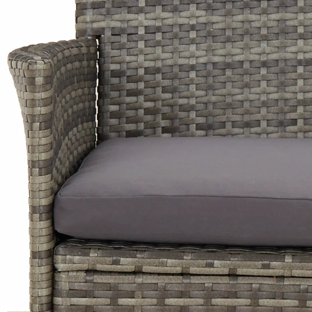 Set Bistrò da Giardino 3 pz con Cuscini in Polyrattan Grigio 3187418