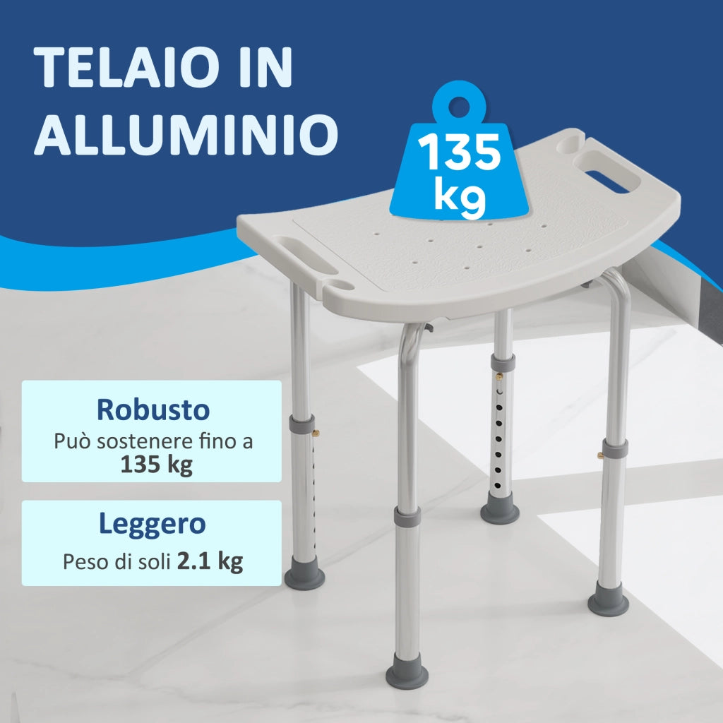 Sgabello da Bagno Regolabile Antiscivolo ¨C Minimal ¨C Bianco