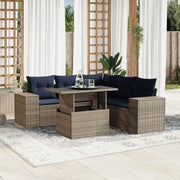 Set Divani da Giardino 6 pz con Cuscini Grigio in Polyrattan 3269161