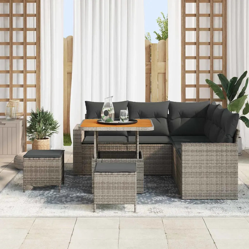 Set Divano da Giardino con cuscino 9 pcs Grigio polyrattan 3363563
