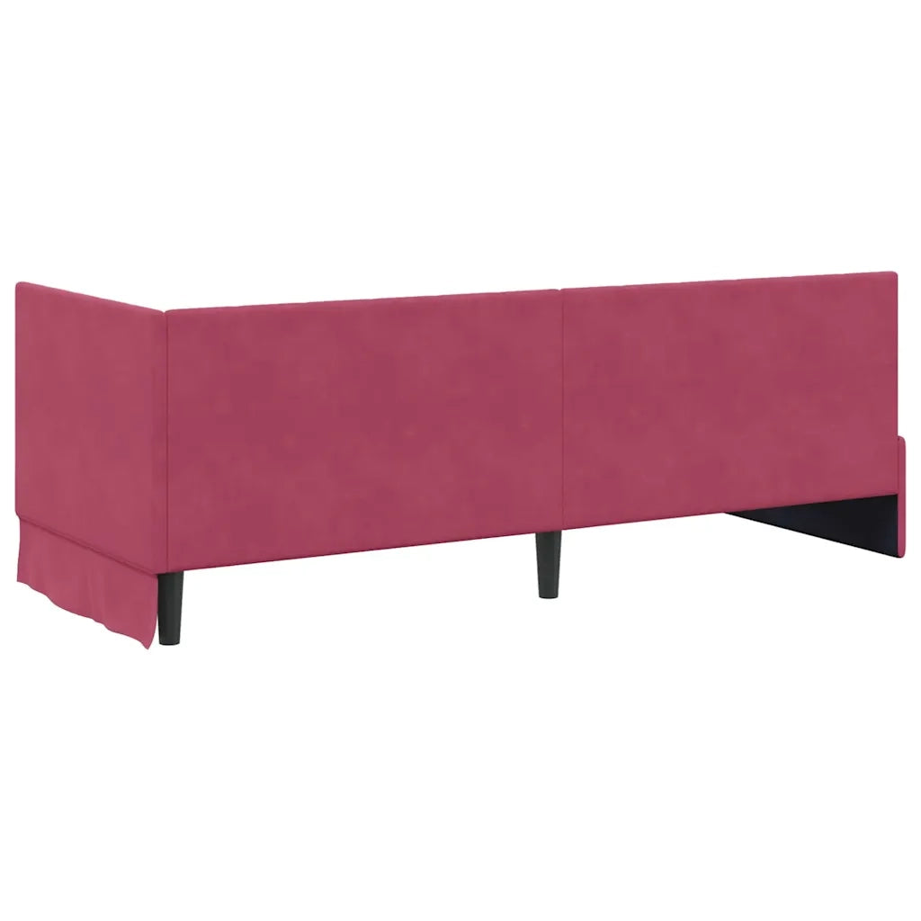 Letto singolo | Letto per adulti | Cornice del letto ad angolo Rosso Vino 80 cm x 200 cm Velluto