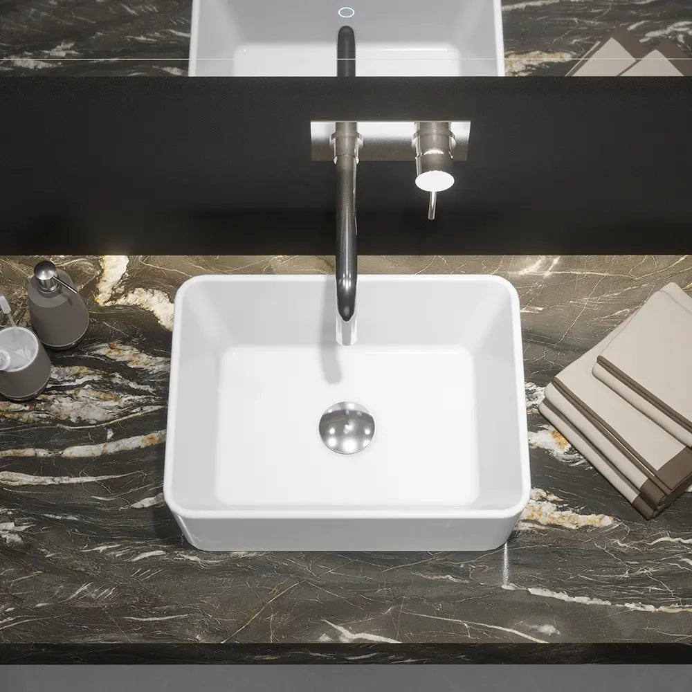 Lavabo da appoggio rettangolare 40x30x13 cm Bianco