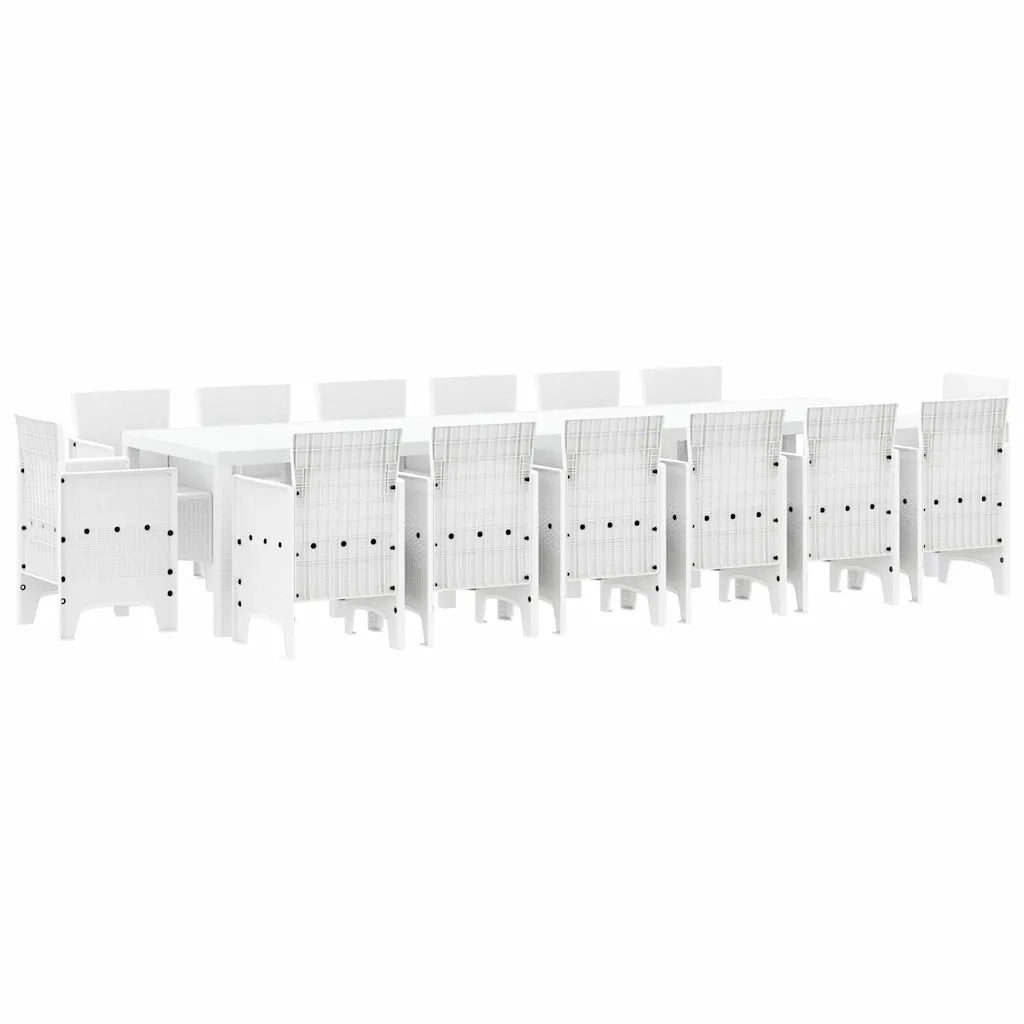 Set da Pranzo per Giardino 15 pcs Bianco Rattan Polt