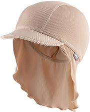 Cappello con visiera e protezione collo per bambini con finitura a rilievo e protezione solare UV 50+ - Fodera per bambini da bagno - Cappelli da bagno estivi - Abbigliamento da bagno unisex - Beige, taglia 53