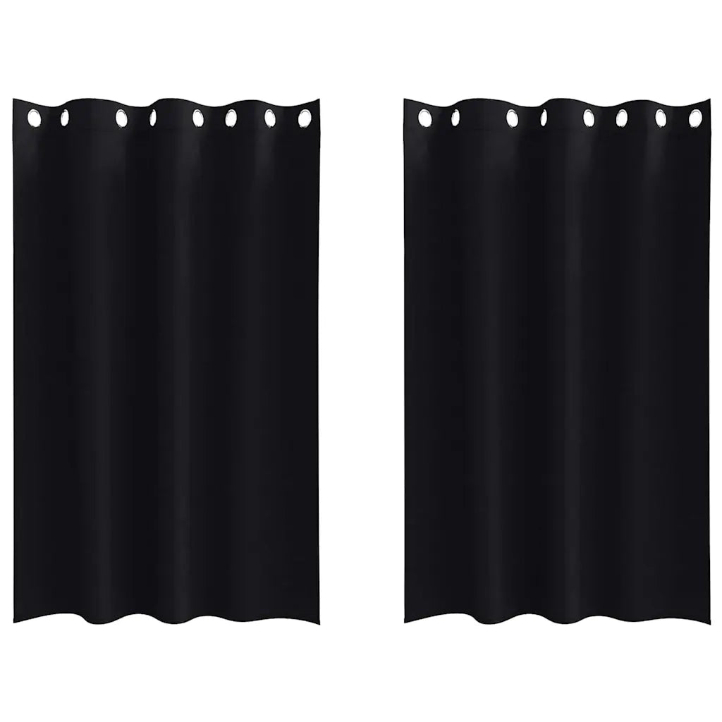 Tende Oscuranti | Tende Blackout con Anelli 2 pz Nero 175 x 140 cm Poliestere