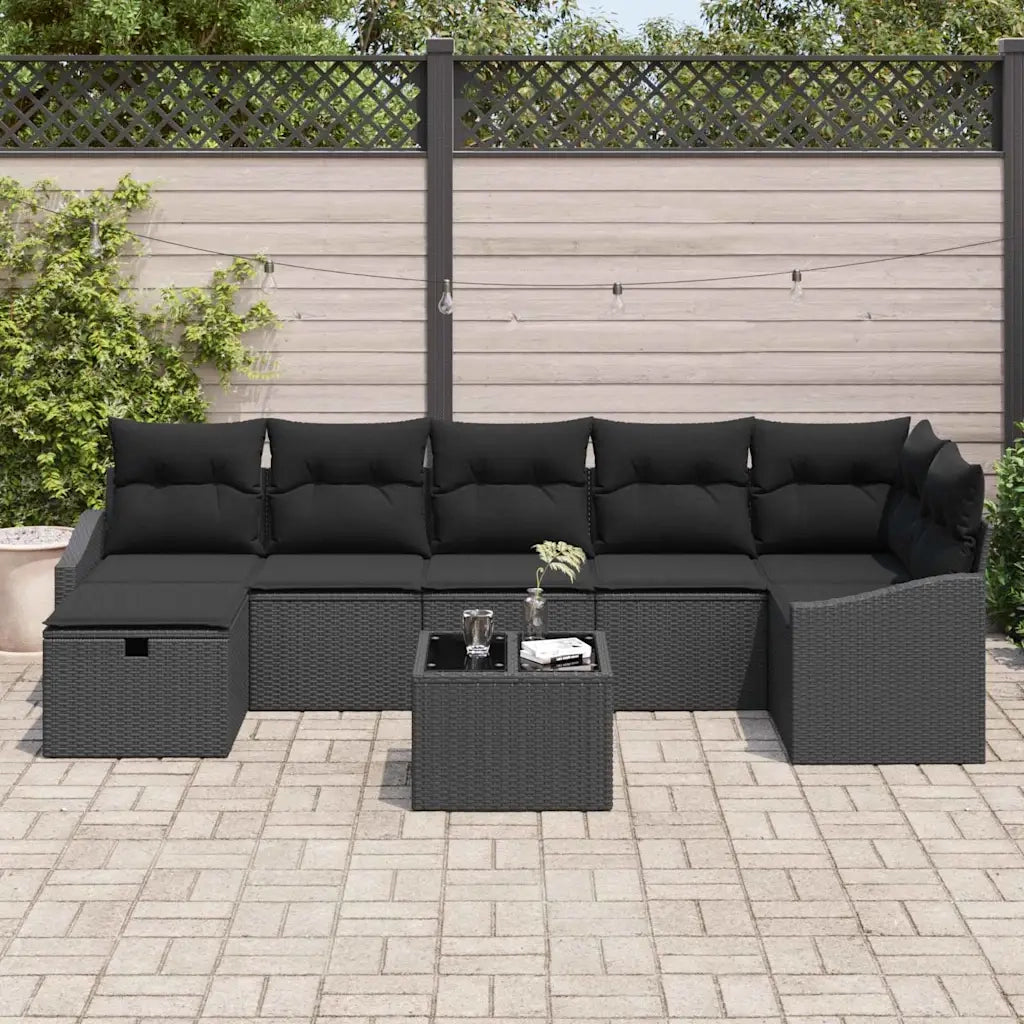 Set di divani con cuscino con archiviazione 8 pcs polyrattan