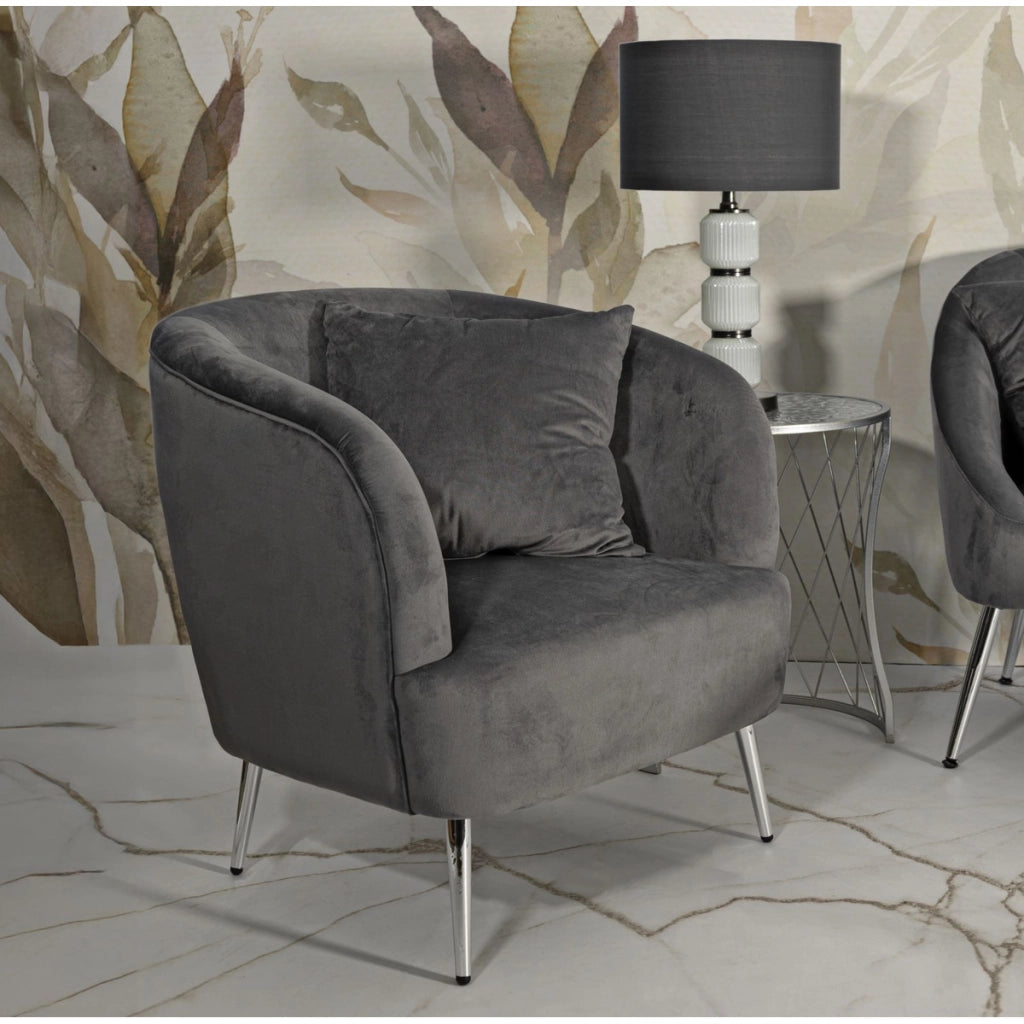 Poltrona VKH313, Grigio, Legno, 73x66x78 cm