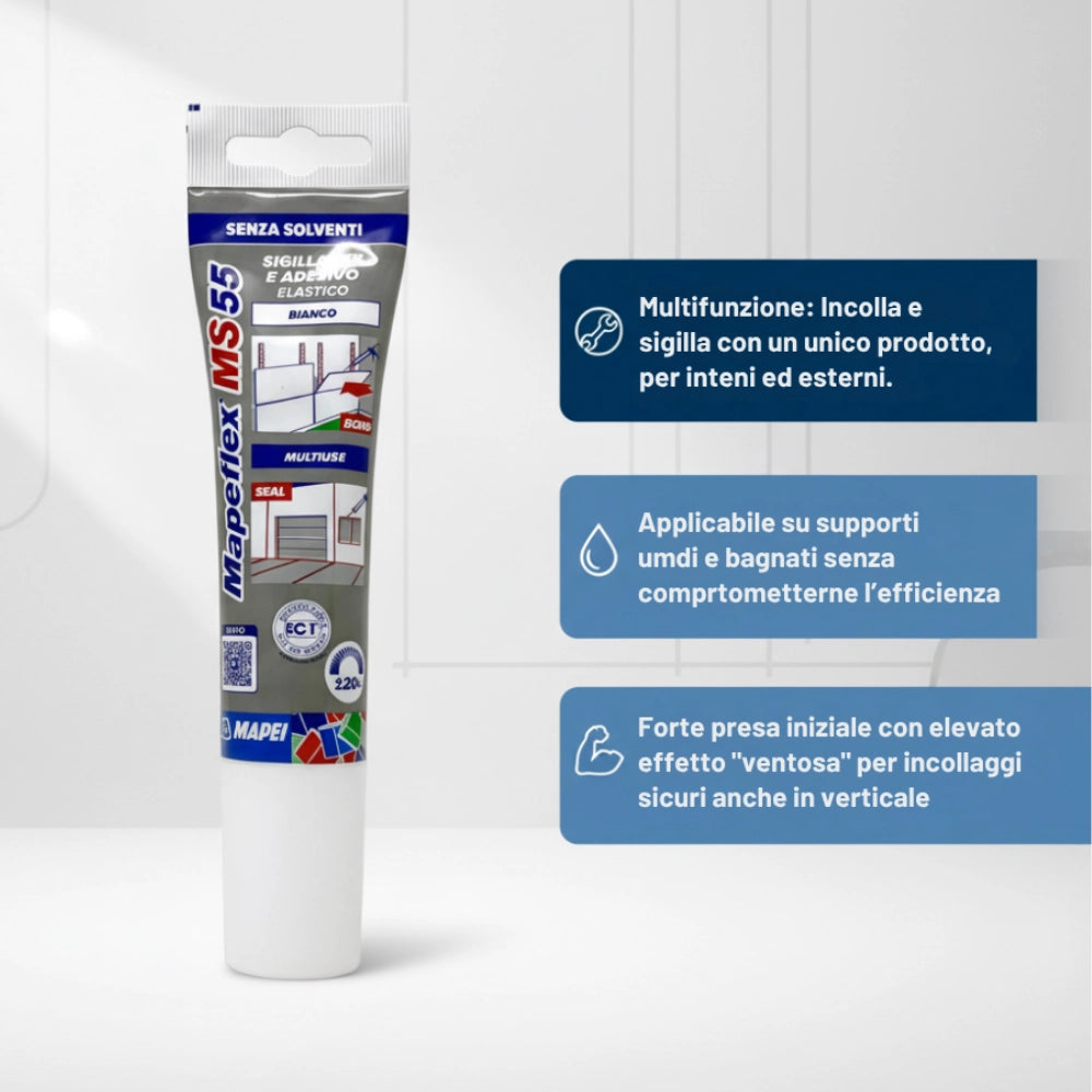 Adesivo sigillante elastico multifunzione mapeflex ms 55 *** colore- bianco - 100, confezione 1