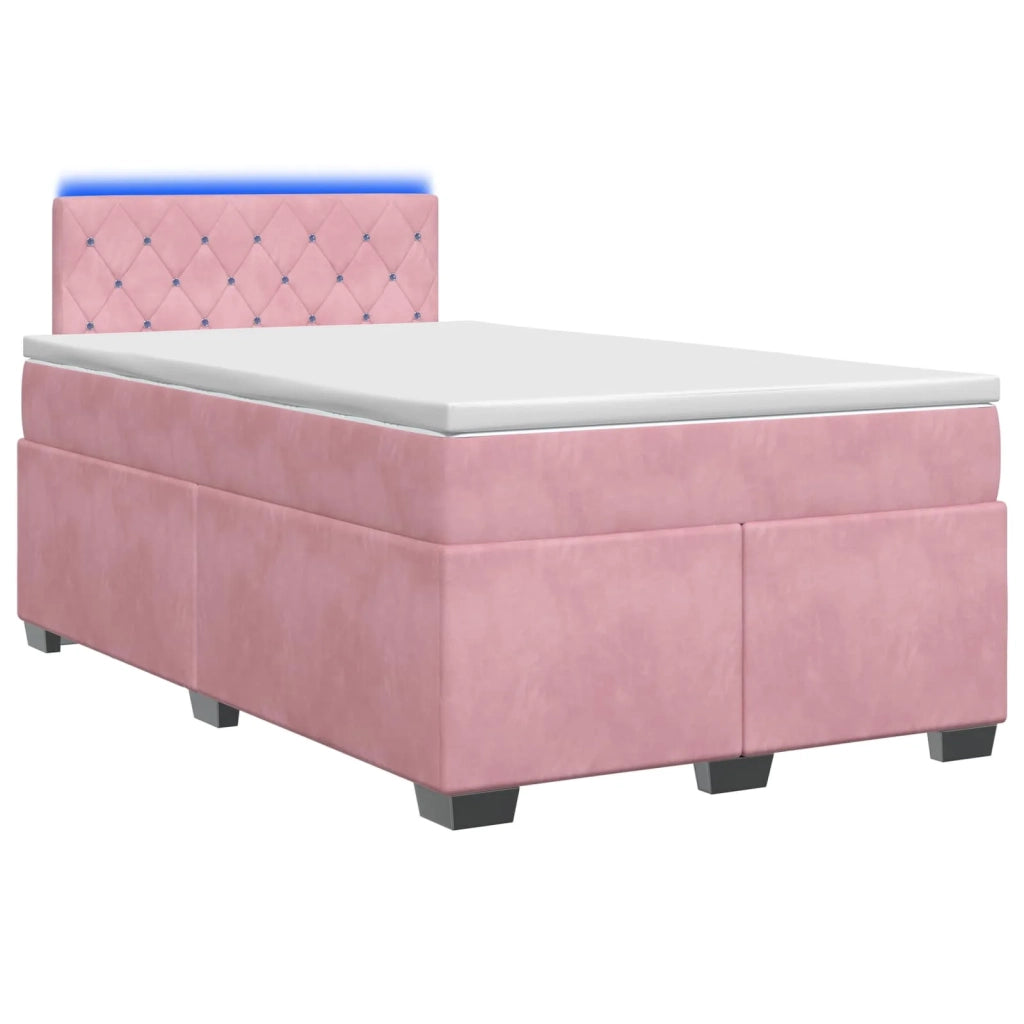 Letto con Box Spring, Materasso e LED Rosa 120 x 200 cm Velluto 3452155