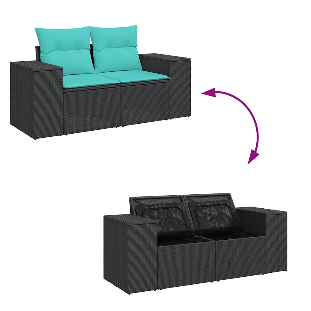 Set Divani da Giardino con Cuscini 7pz Nero Polyrattan 3327382