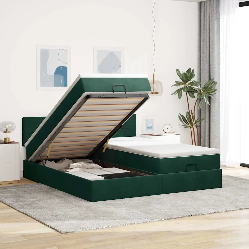 Struttura Letto Pouf con Materassi 180x200 cm Velluto 3312926