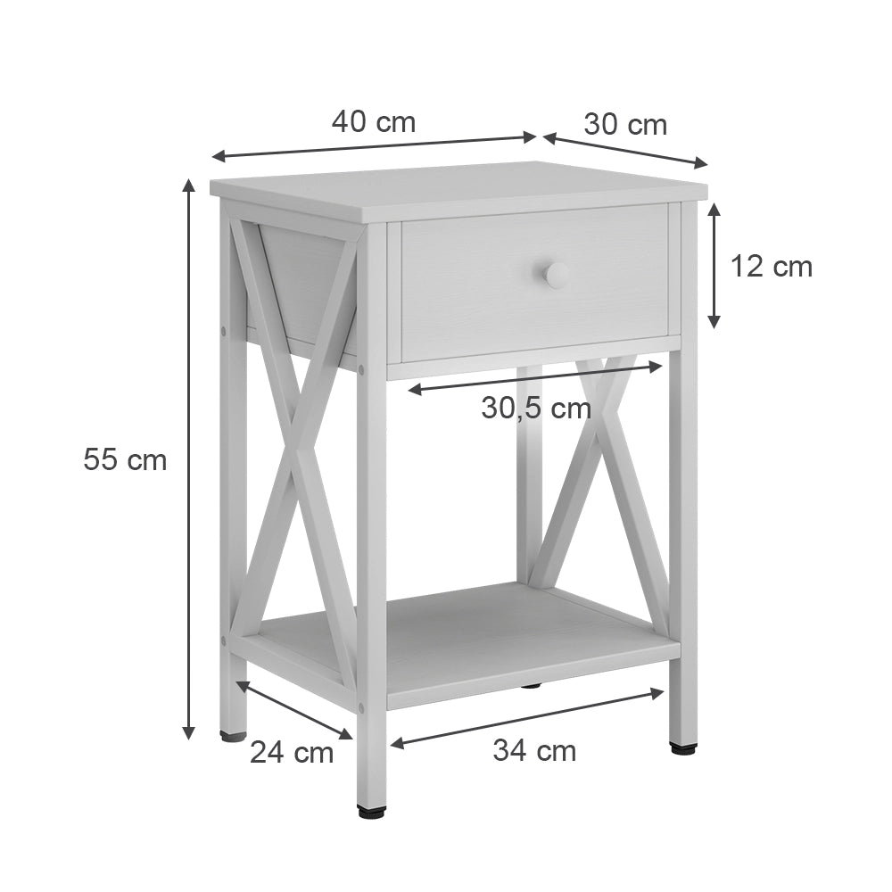 Vicco Comodino camera da letto Bianco 40 x 55 cm Set di 2