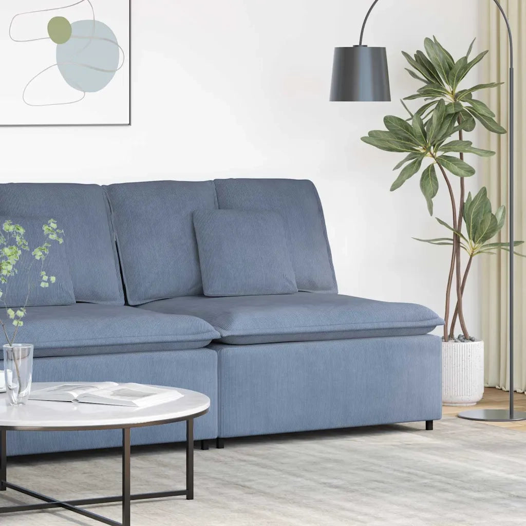 Modulo Centrale Divano Modulare con Cuscini Blu 100 cm 282616