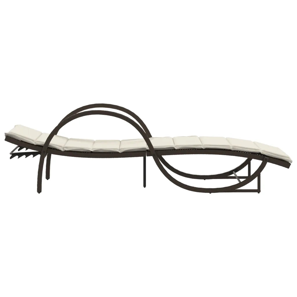 Lettini Prendisole 2 pz | Sdraio da giardino | Lettino da sole con Tavolino Marrone in Polyrattan