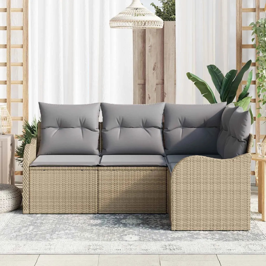 Set Divano da Giardino con archiviazione 4 pcs Beige polyrattan 3354349