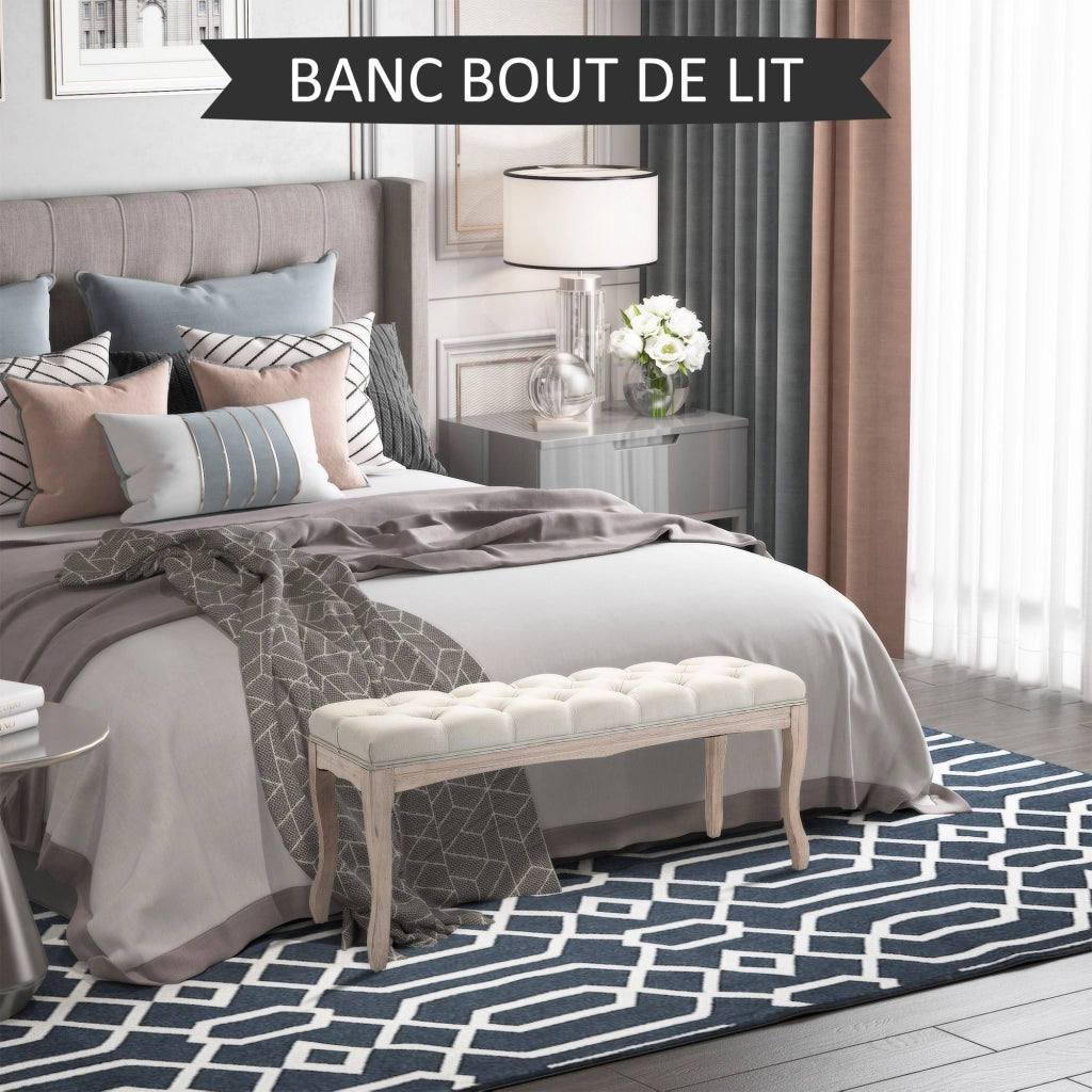 Banc Letto Imbottito ¨C Minimal ¨C Beige Lino Legno 110x