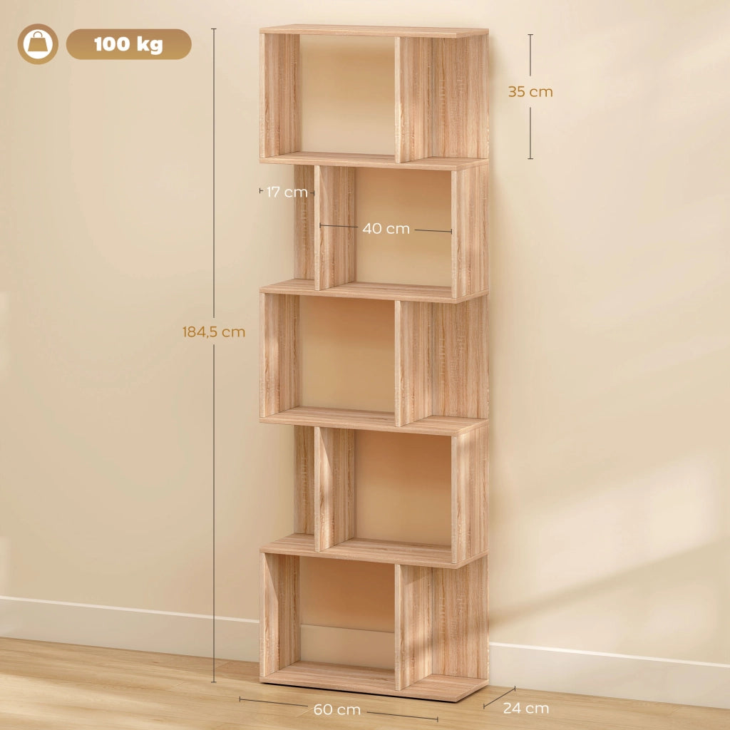 Libreria 5 Livelli ¨C zephmum ¨C Legno Naturale 24x60x184,5 cm