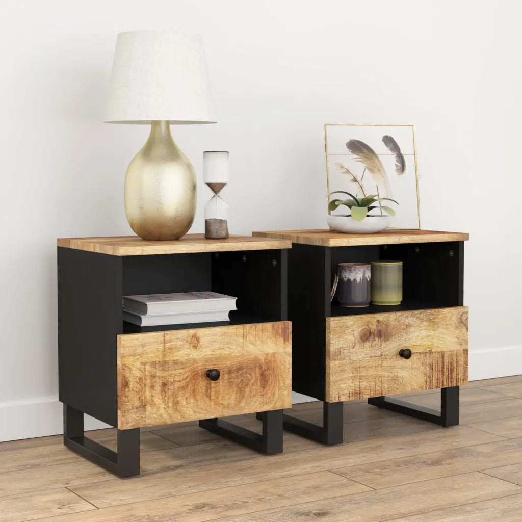 Comodini 2pz in Legno Massello di Mango e Legno Multistrato 350649
