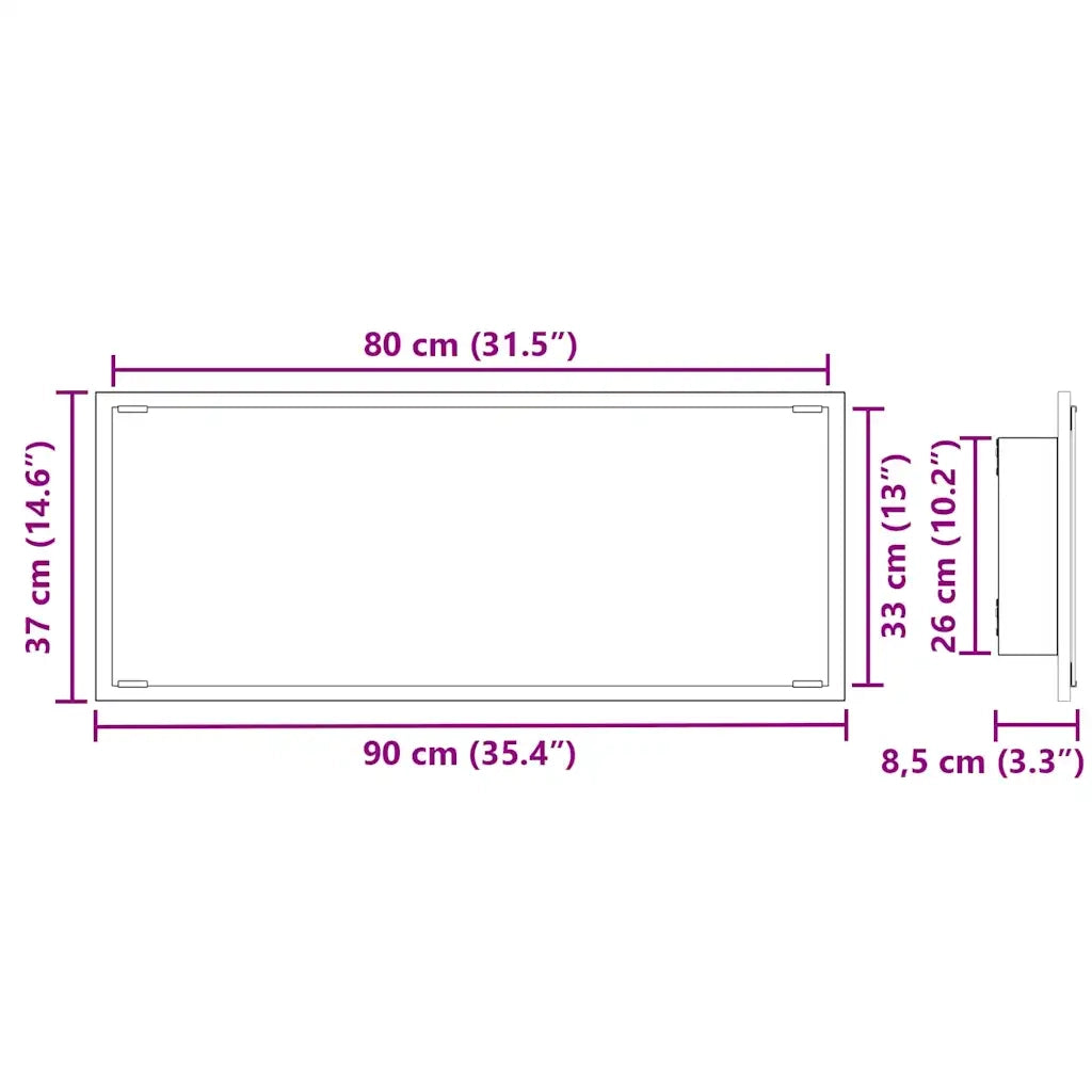 Specchio Legno vecchio 90 x 8,5 x 37 cm Legno multistrato 875419
