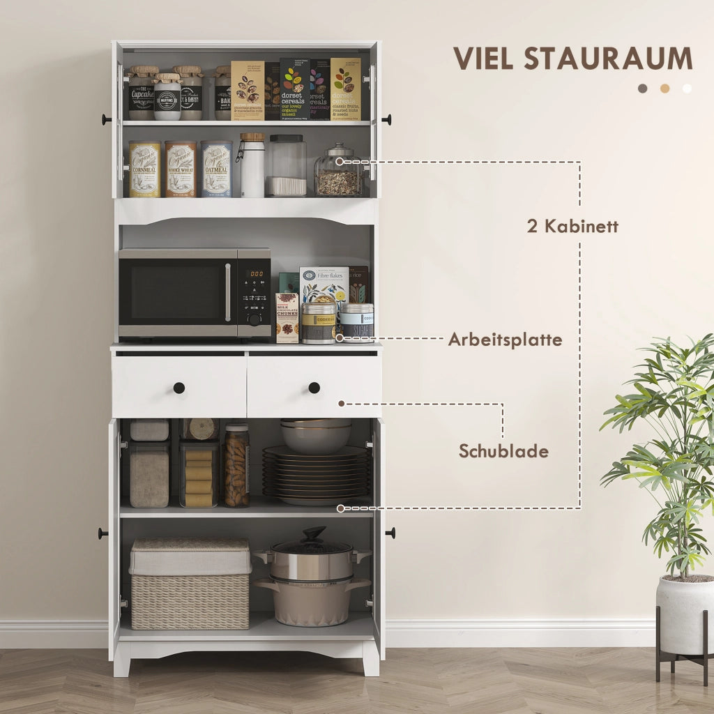 Armadio da Cucina con Ante a Vetro e Ripiani ¨C Minimal ¨C Bianco
