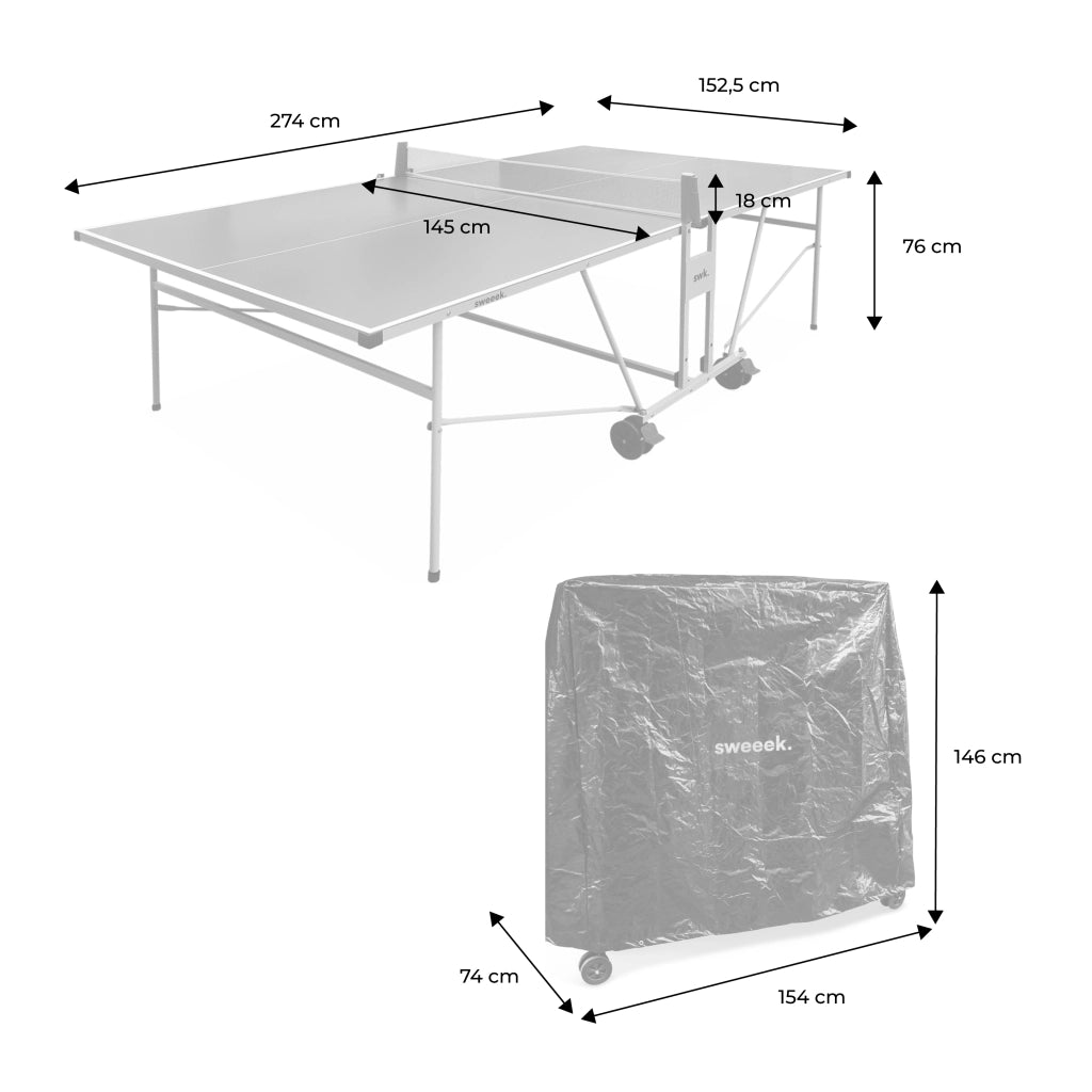 Tavolo da ping pong per interni 274cm con 2 racchette e 3 palline +