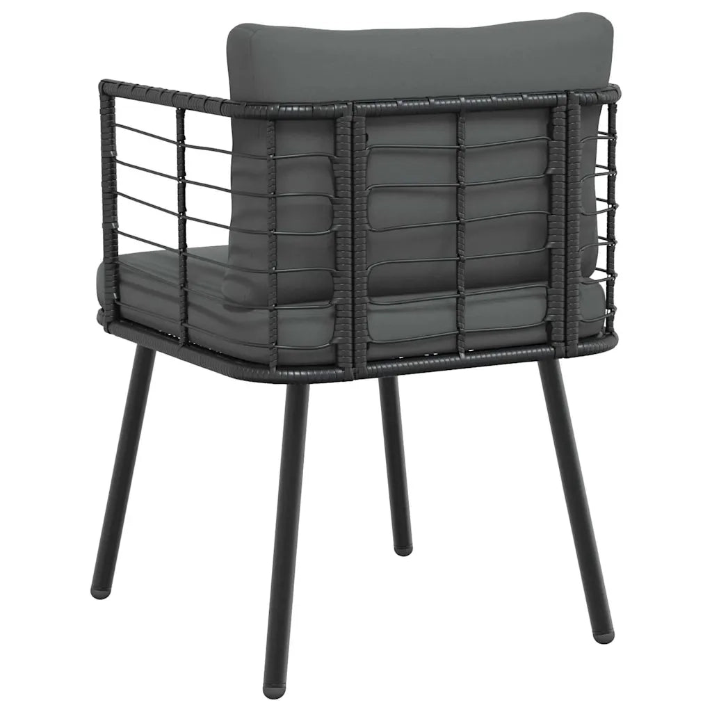 Sedie da Giardino con Cuscini 2 pz Nere in Polyrattan 3328656