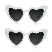 Occhiali da Sole a Forma di Cuore - Design Retro Cateye - 2 Pezzi - Leggeri - Ideali per Feste