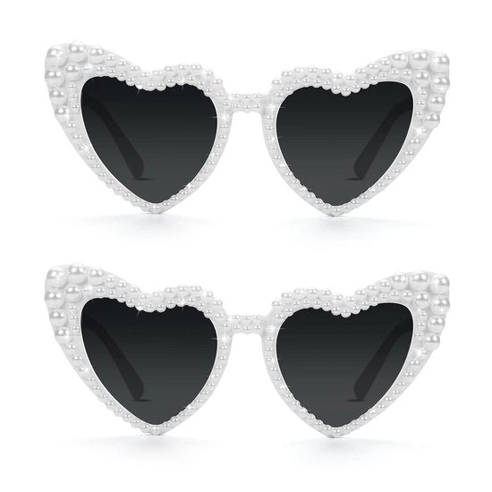 Occhiali da Sole a Forma di Cuore - Design Retro Cateye - 2 Pezzi - Leggeri - Ideali per Feste
