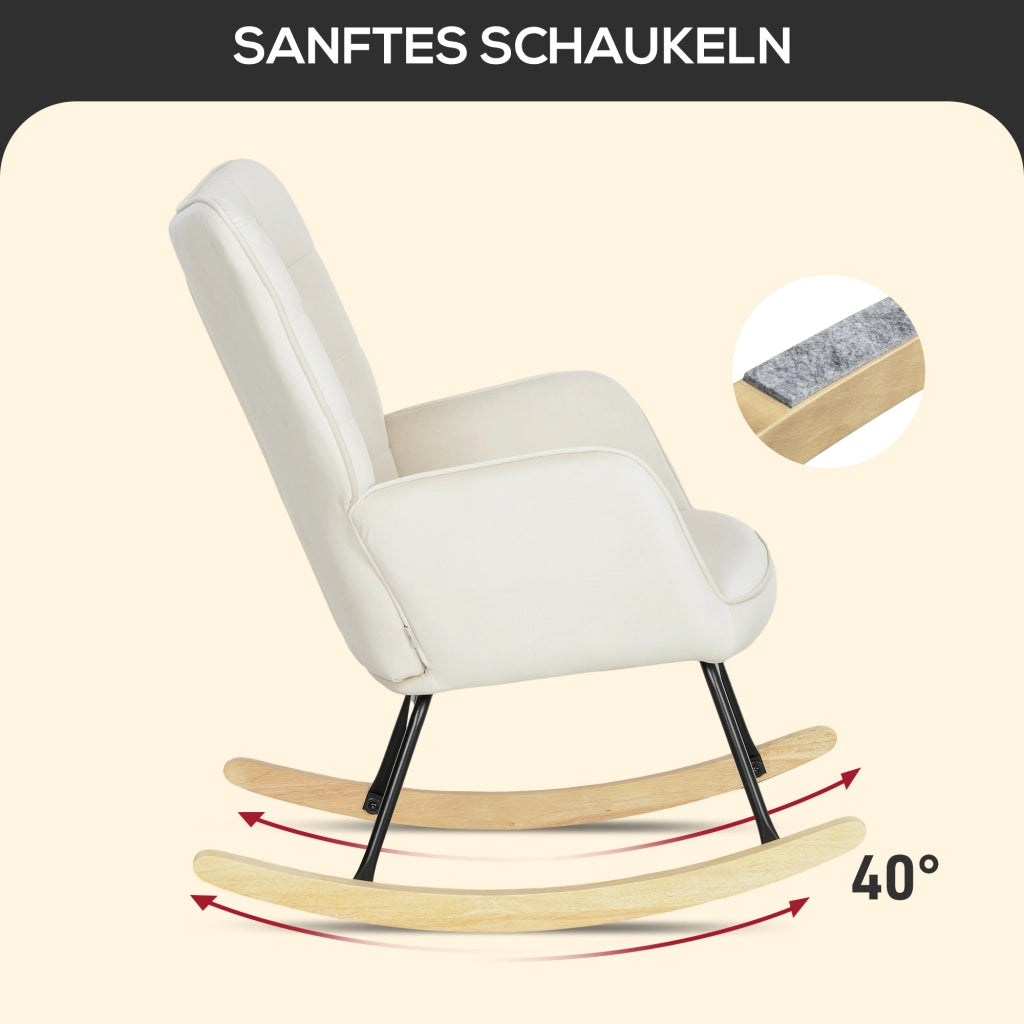 Poltrona a Dondolo ¨C Minimal ¨C Beige Tessuto Imbottita