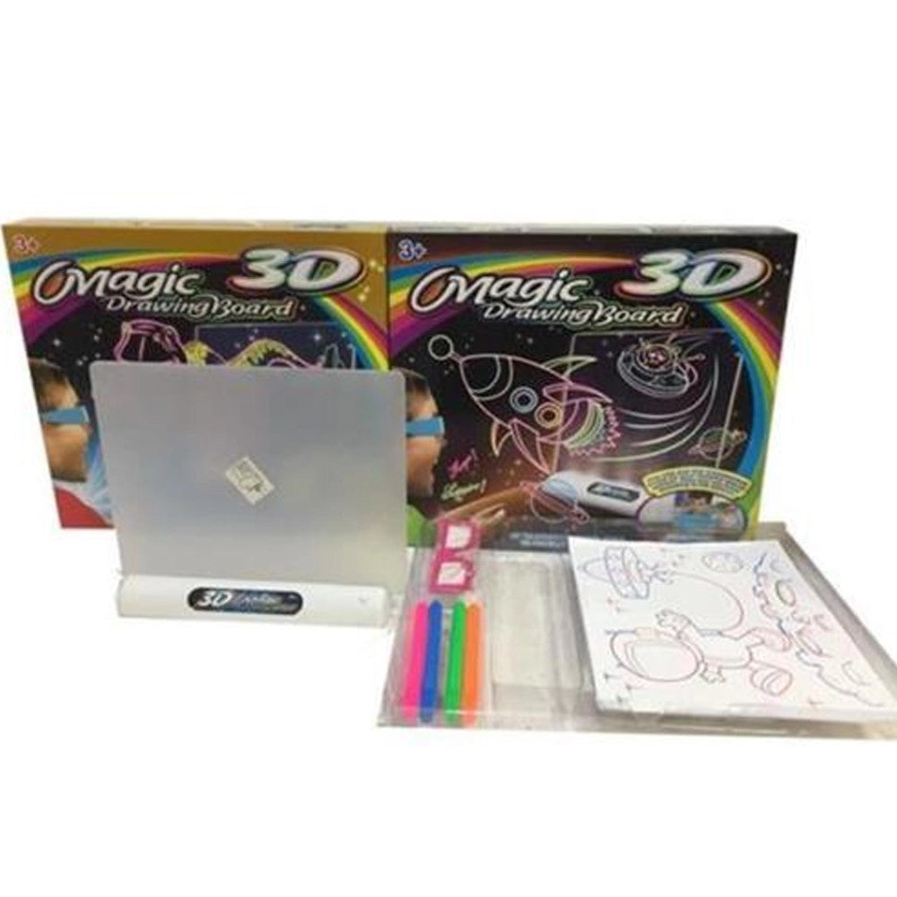Trade Shop - Gioco Educativo Lavagna Magica 3d Con Occhiali E Pennarelli Colorati -