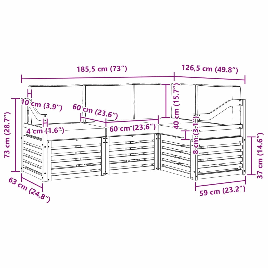 Set divani Legno di Acacia Massello 3391770